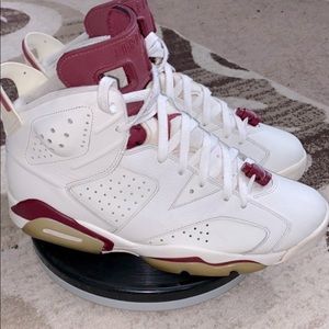 White and burgundy Jordan 6